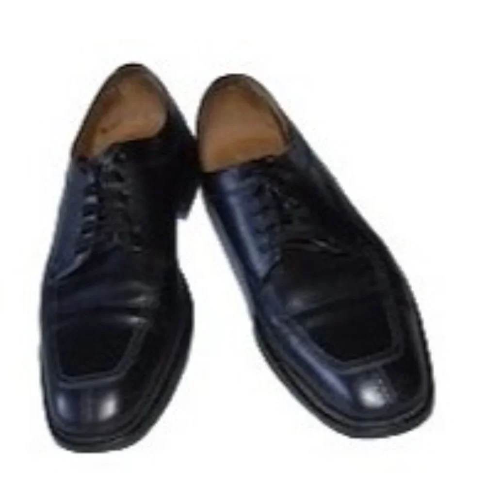 E.T. Wright black lace up split toe dress shoes mens 14‎ B (sole wear) 602562